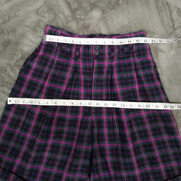 Vintage 80s 90s Gitano High Rise Plaid Cuffed Shorts Size 8 - Picture 5 of 7